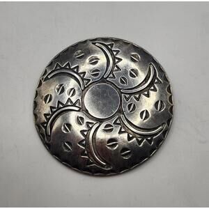 Sterling Silver (Tested) Disc Brooch  with Designs Ethnic Native [COPY]